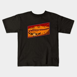 Yellowstone Bison Retro National Park Kids T-Shirt